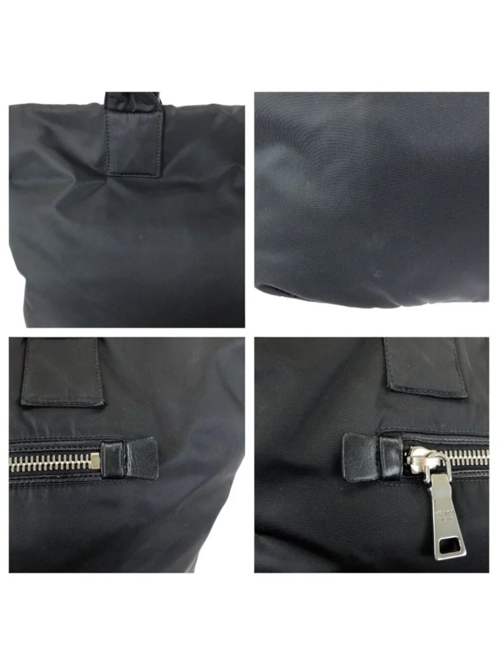 Prada Tessuto Double 2-Way Reversible Black Silver Nylon Leather Tote